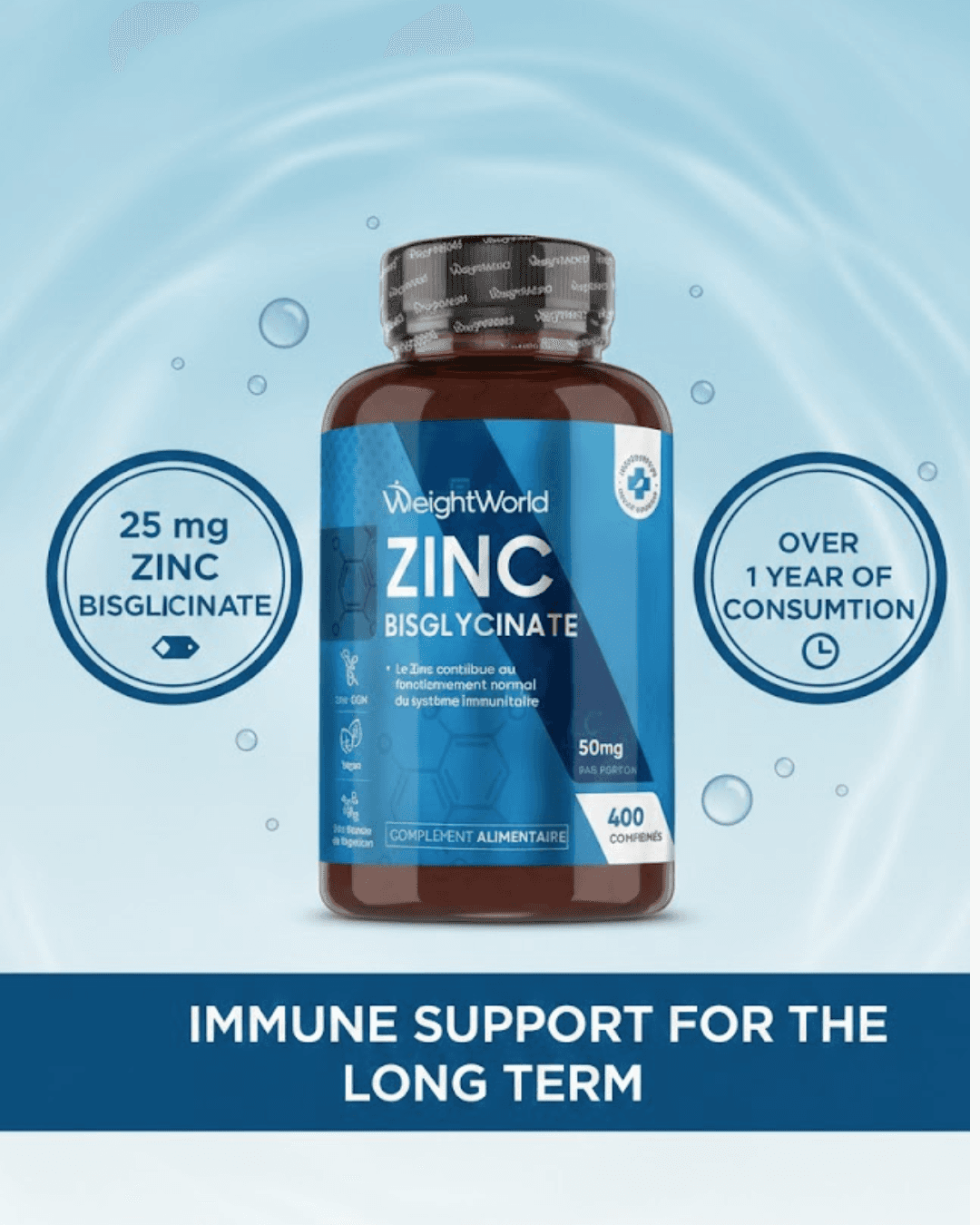 Zinc Bisglycinate 50mg – High Absorption Zinc Supplement | WeightWorld thumbnail 2
