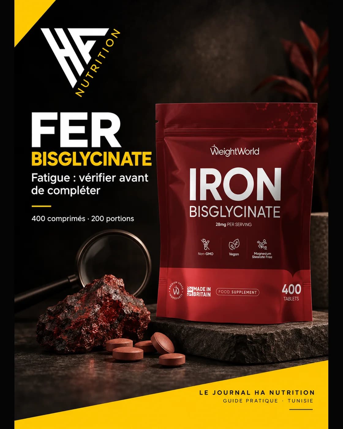 Fer bisglycinate et fatigue : vérifier avant de compléter — Fer & fatigue