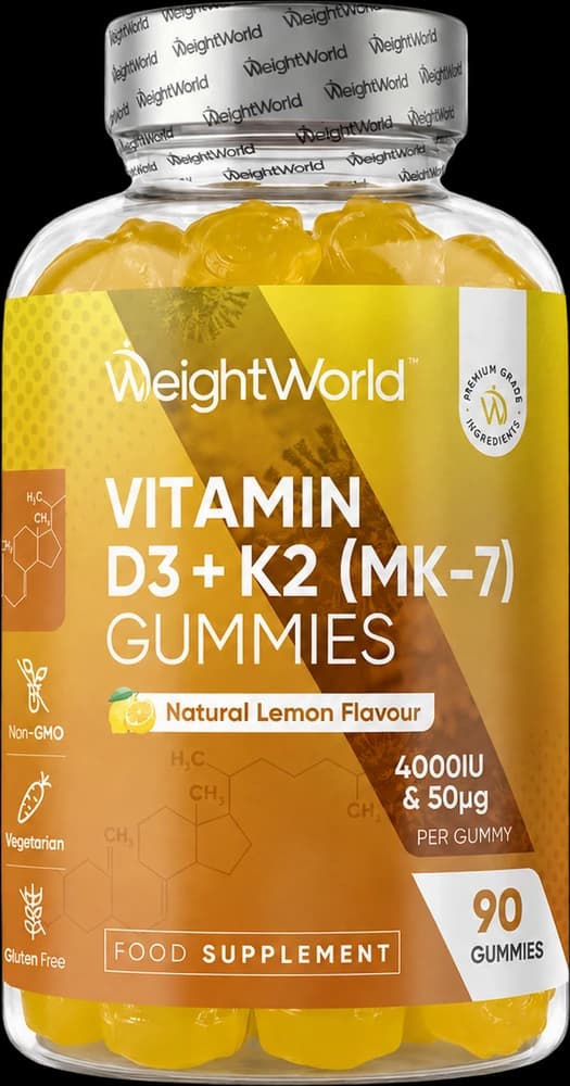 Flacon WeightWorld D3 + K2, 90 gummies au citron