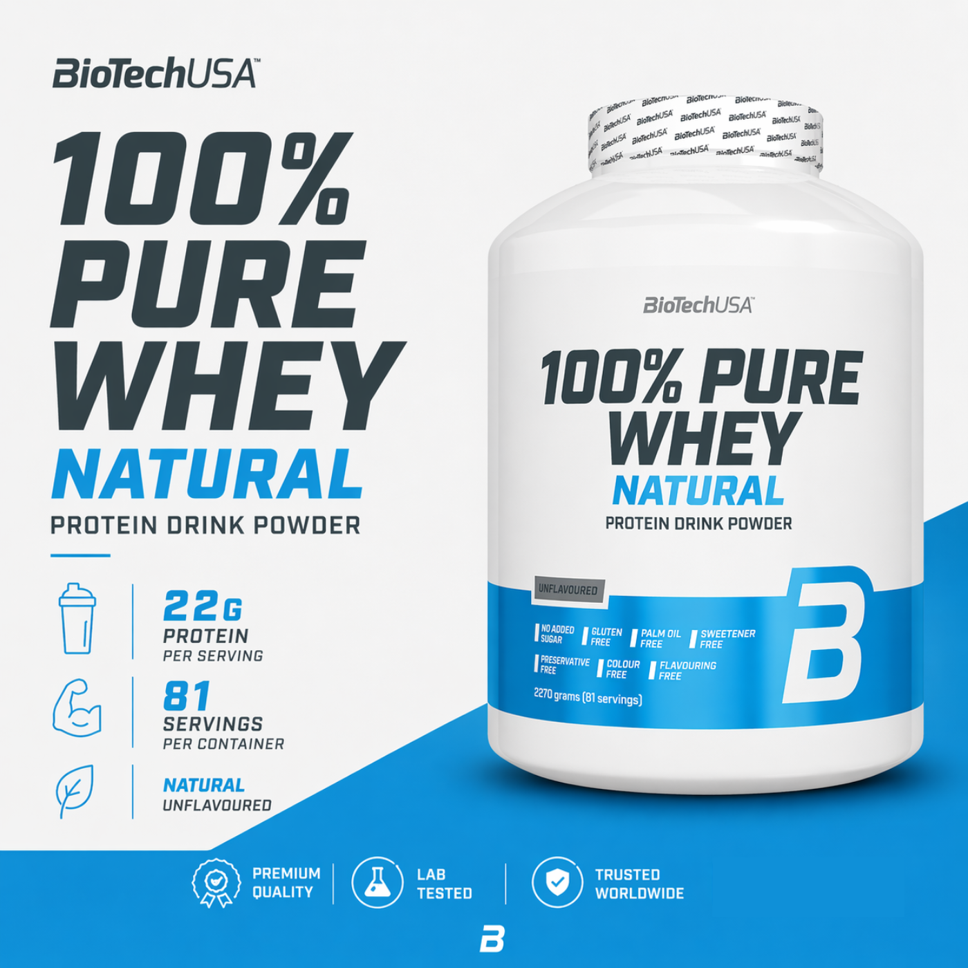 BiotechUSA 100% Pure Whey Natural 2.27kg — image 2