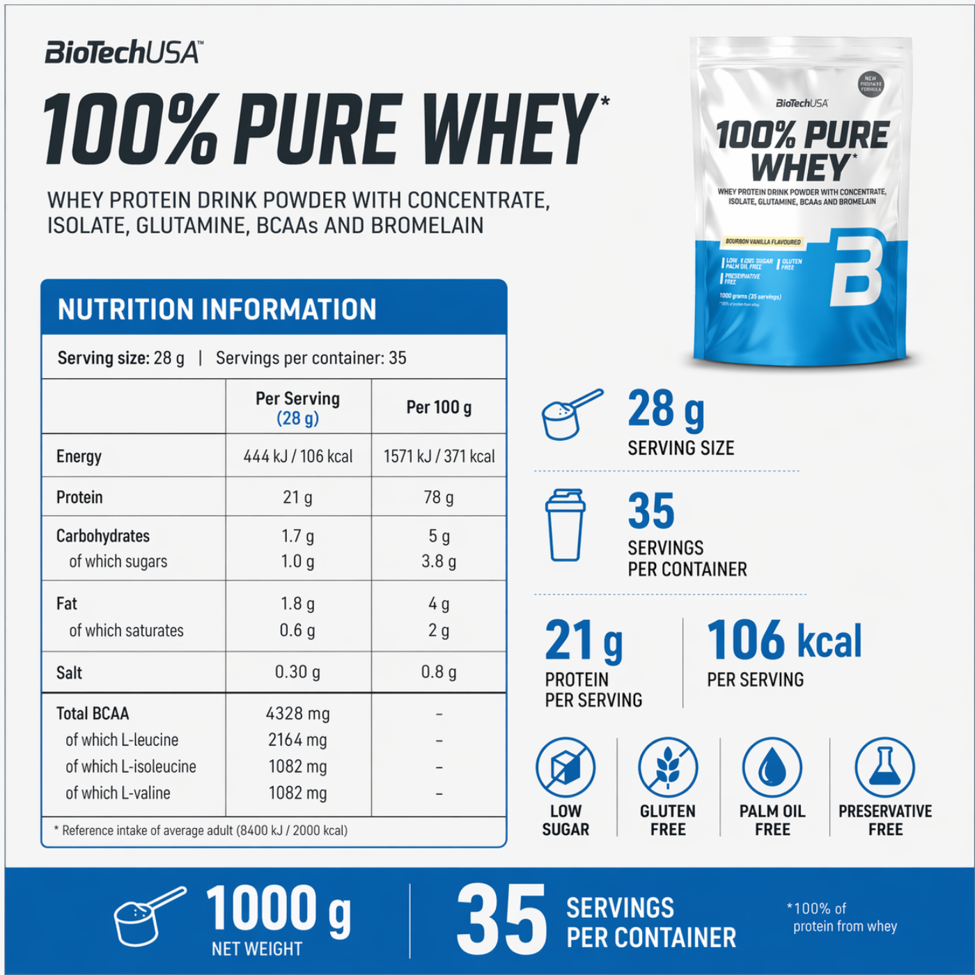BiotechUSA 100% Pure Whey Caramel Cappucino 1kg — image 3