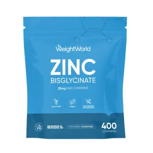 Zinc Bisglycinate 25 mg – 400 comprimés | WeightWorld thumbnail 1