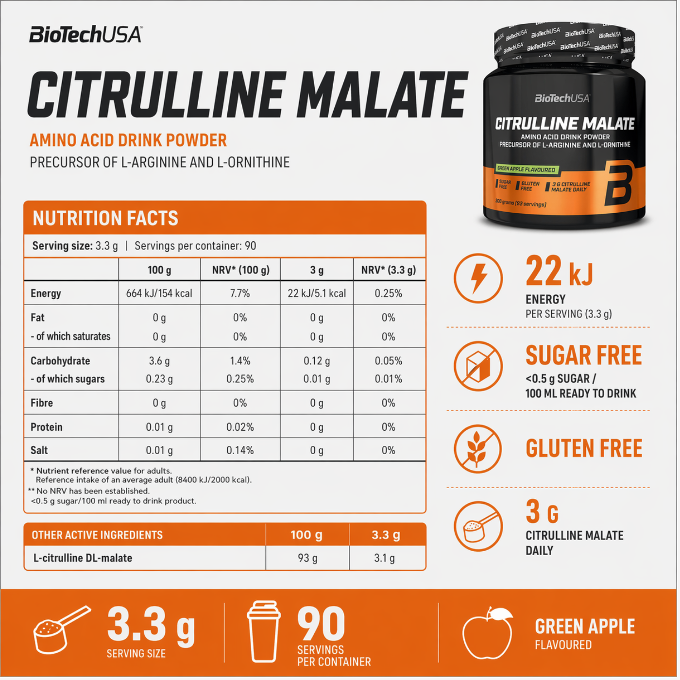 Green Apple Citrulline Malate Biotechusa — image 3