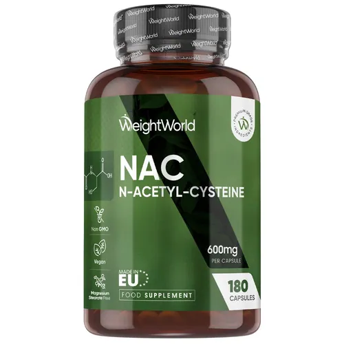 NAC N-acétyl-cystéine 600 mg — 180 gélules | WeightWorld