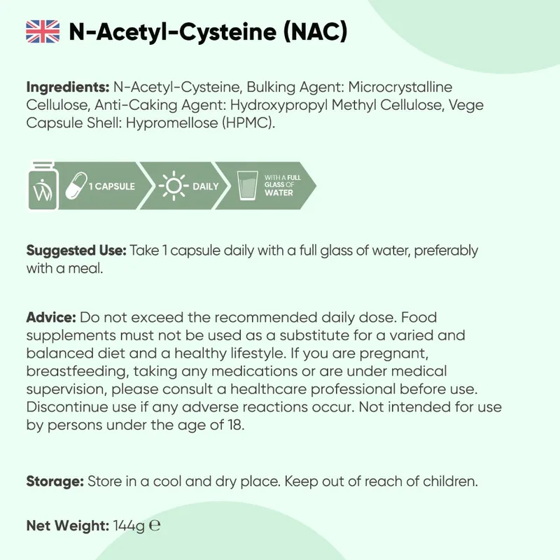 NAC N-acétyl-cystéine 600 mg — 180 gélules | WeightWorld — image 4