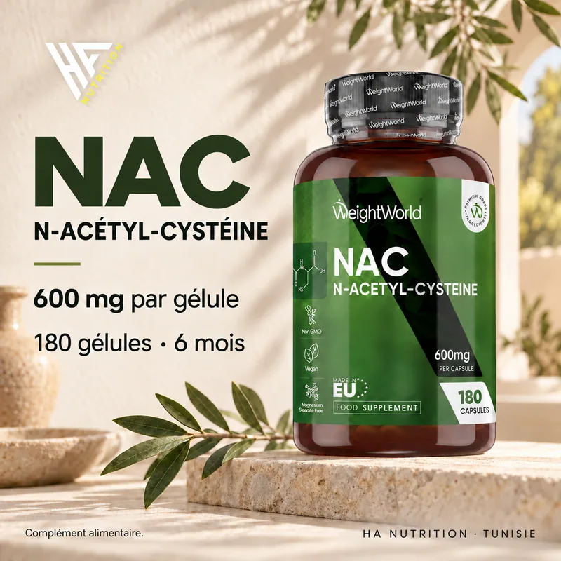 NAC N-acétyl-cystéine 600 mg — 180 gélules | WeightWorld — image 2