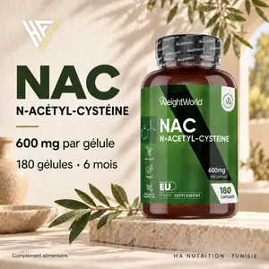 NAC N-acétyl-cystéine 600 mg — 180 gélules | WeightWorld thumbnail 2