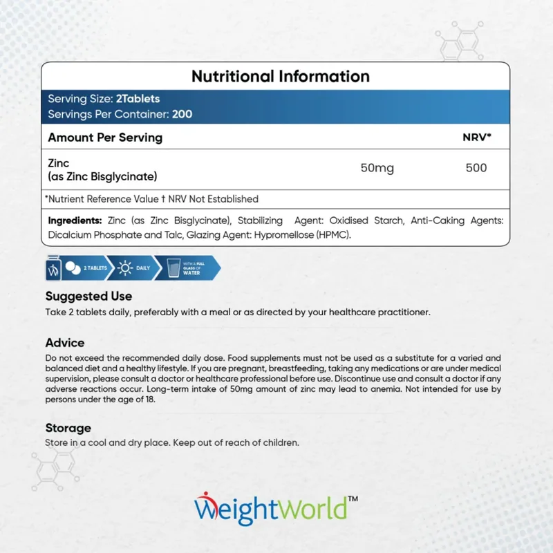 Zinc Bisglycinate 50mg – High Absorption Zinc Supplement | WeightWorld — image 6